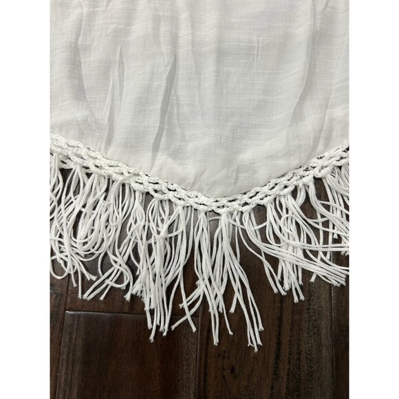 Halter Cover-Up Tassel Tie Fringe Hem White Lightweight Poolside Beach Summer - Picture 4 of 10